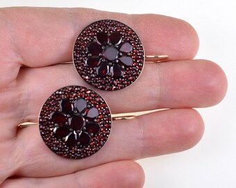 Antique Victorian Bohemian Garnet Earrings Rose Cut - Etsy
