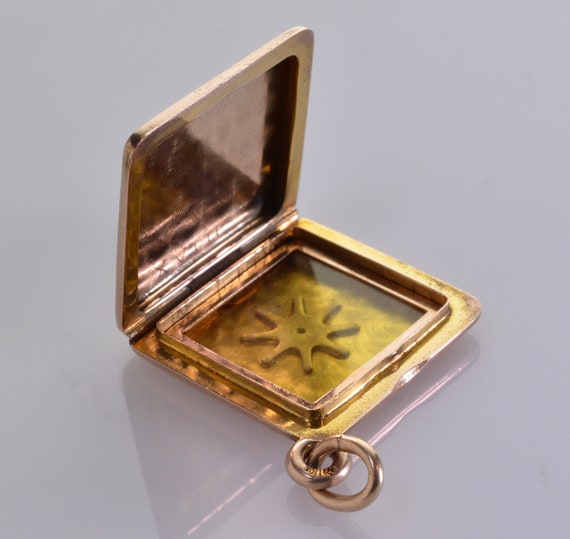 Antique Edwardian 14K Gold Picture Locket Pendant… - image 6