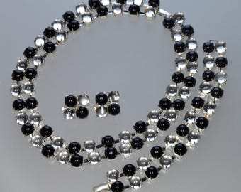 Vtg High End Mirror Glass Necklace Bracelet Earrings Parure C.1940
