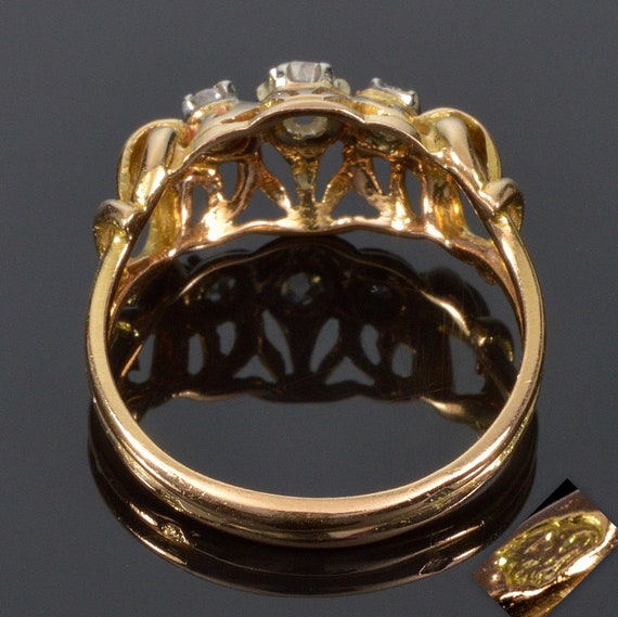 Antique Victorian French 18K Gold Ring Old Mine C… - image 5