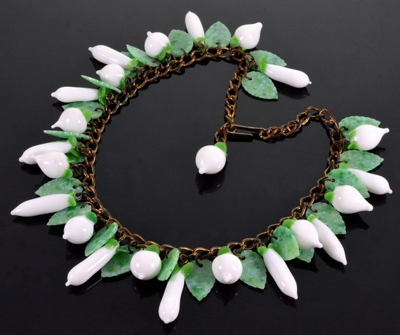 Antique French Poured Glass Chain Necklace C.1920 - image 3