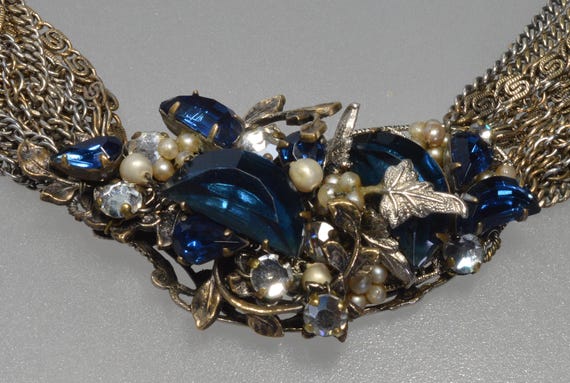 Miriam Haskell By Frank Hess Sapphire Glass Multi… - image 3