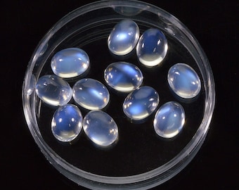 11 Natural Moonstone Cabochons 9mm X 7mm X 4mm