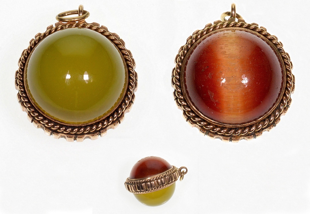 Antique Victorian 14K Gold Cat's Eye Agate Fob Pendant C.1890 Etsy