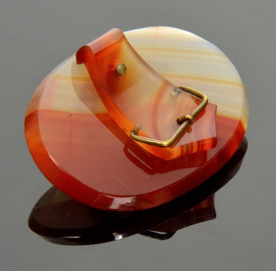 Antique Victorian Scottish Agate Buckle Brooch Pin