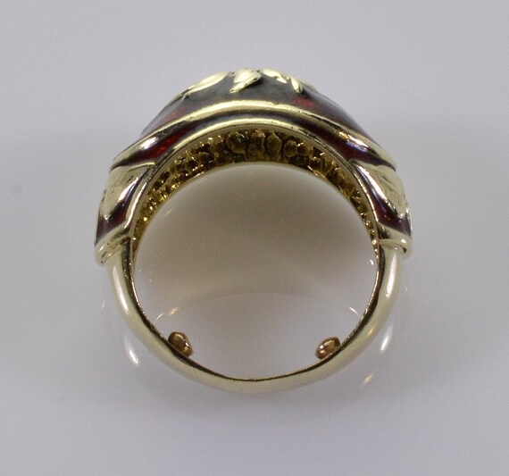 Estate 14K Gold Diamond Enamel Cocktail Ring Size… - image 7