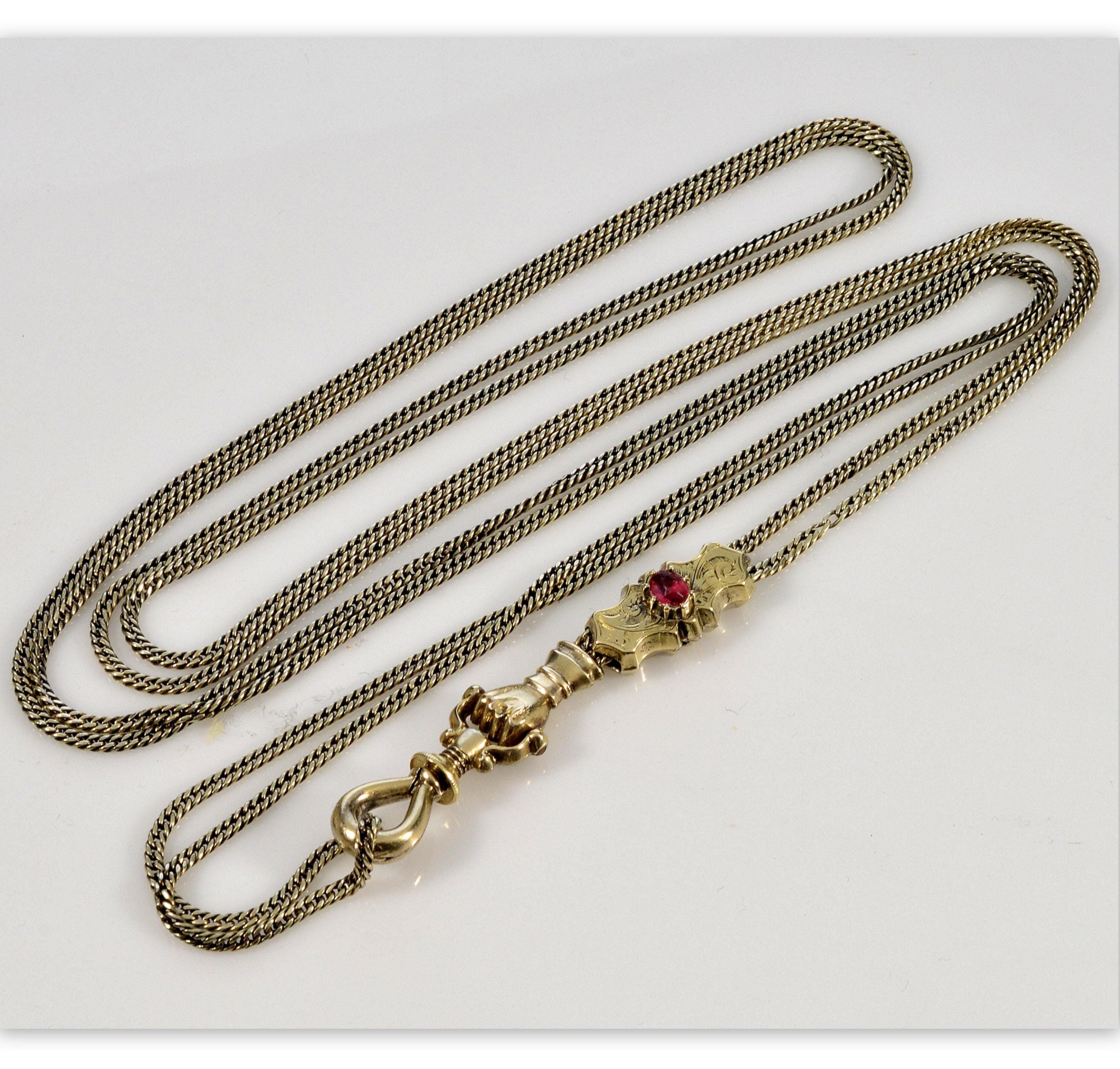 レア物old gap ダイヤモンドキルディング　ma-1 Antique Georgian 10K Gold Hand Fist Necklace Slide Guard Chain C