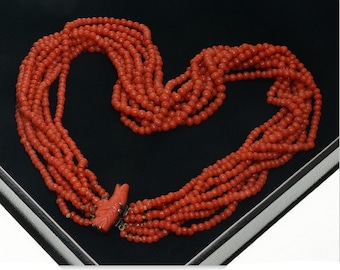Antique Salmon Coral Carved Dragon Necklace Clasp 51.4 g C.1890