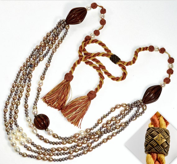 Designer Cultured Pearl Tassel Necklace From Saks… - image 3
