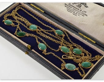 Antique Victorian 14K Gold Turquoise Guard Chain Necklace C.1890