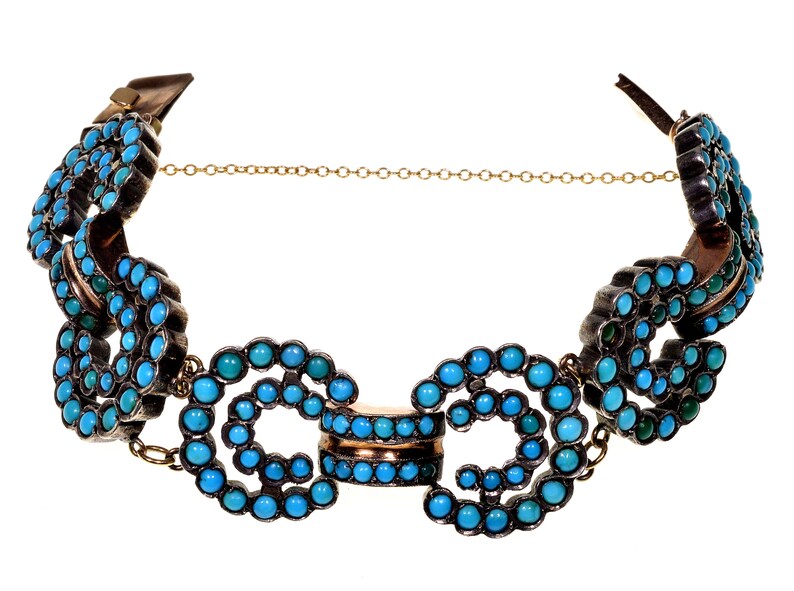 Antique Victorian Turquoise 9K Gold Bracelet C.1860