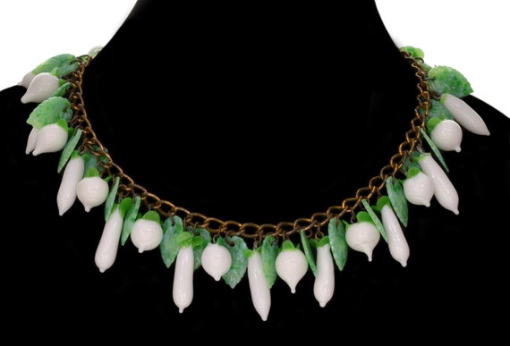 Antique French Poured Glass Chain Necklace C.1920 - image 2