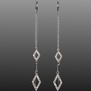 Designer 14K White Gold Diamond Threader Bar Earrings from Neiman Marcus