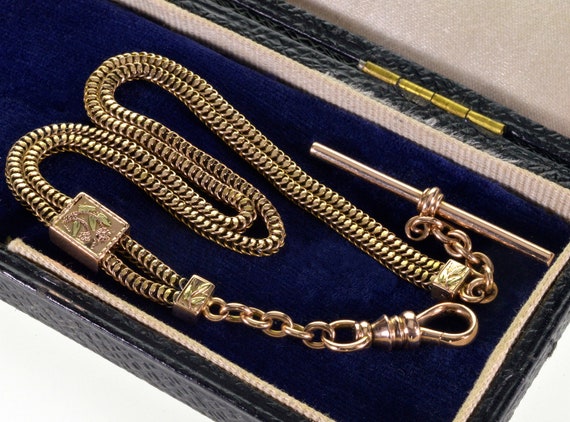 Antique Victorian 14K Rose Gold Fancy Watch Chain… - image 1