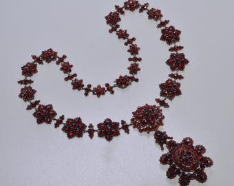 Antique Victorian Bohemian Garnet GF Necklace Locket C.1890