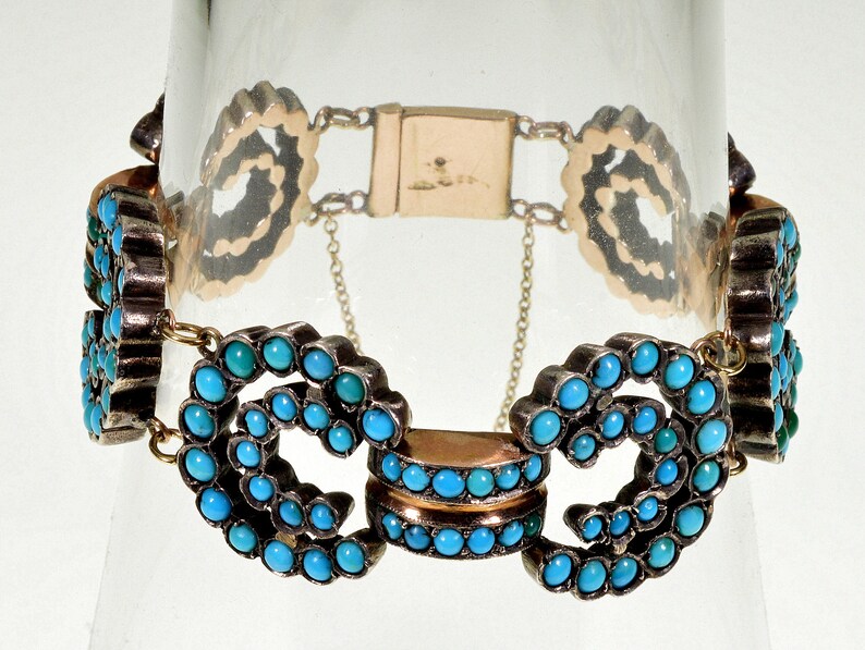 Antique Victorian Turquoise 9K Gold Bracelet C.1860