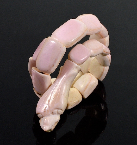 Antique Victorian Coiled Snake Conch Shell Bracel… - image 2