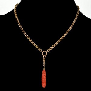 Antique Georgian Carved Coral 10K Gold Pendant Enhancer C.1890