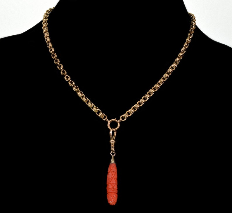 Antique Georgian Carved Coral 10K Gold Pendant Enhancer C.1890