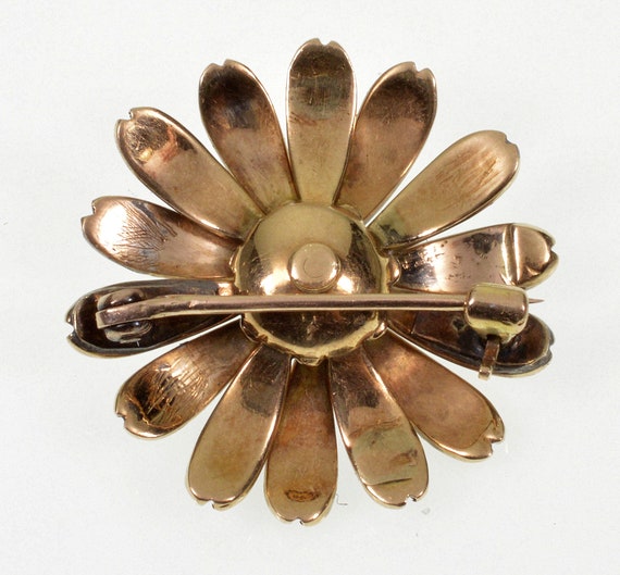Antique Victorian 14K Gold Sead Pearl Daisy Brooc… - image 3