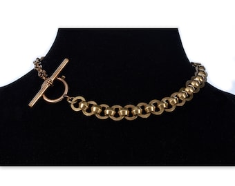 Victorian GF Heavy Fancy Watch Chain Necklace Large Bolt Clasp C.1890