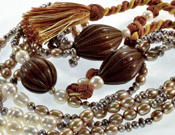 Designer Cultured Pearl Tassel Necklace From Saks… - image 1
