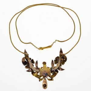 Georgian Natural Turquoise Garnet 9K Gold Necklace C.1820 Antique