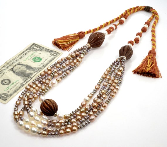 Designer Cultured Pearl Tassel Necklace From Saks… - image 4