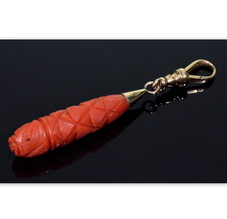 Antique Georgian Carved Coral 10K Gold Pendant Enhancer C.1820