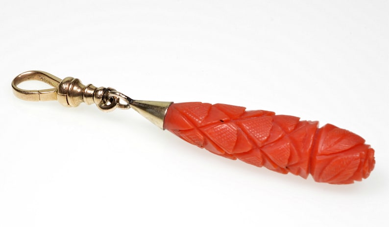 Antique Georgian Carved Coral 10K Gold Pendant Enhancer C.1890
