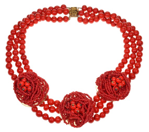 Miriam Haskell by Frank Hess Lipstick Red Glass N… - image 2