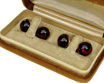 Antique Art Deco 14K Gold Garnet Cuff Links George O. Street & Sons C.1920 Original Box