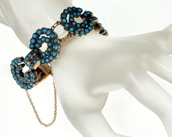 Antique Victorian Turquoise 9K Gold Bracelet C.1860