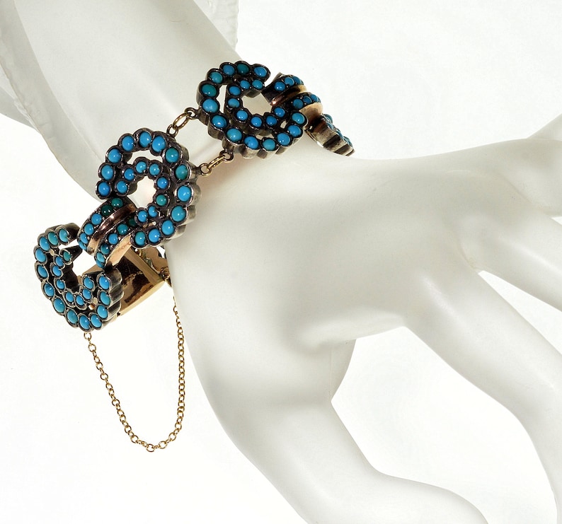 Antique Victorian Turquoise 9K Gold Bracelet C.1860