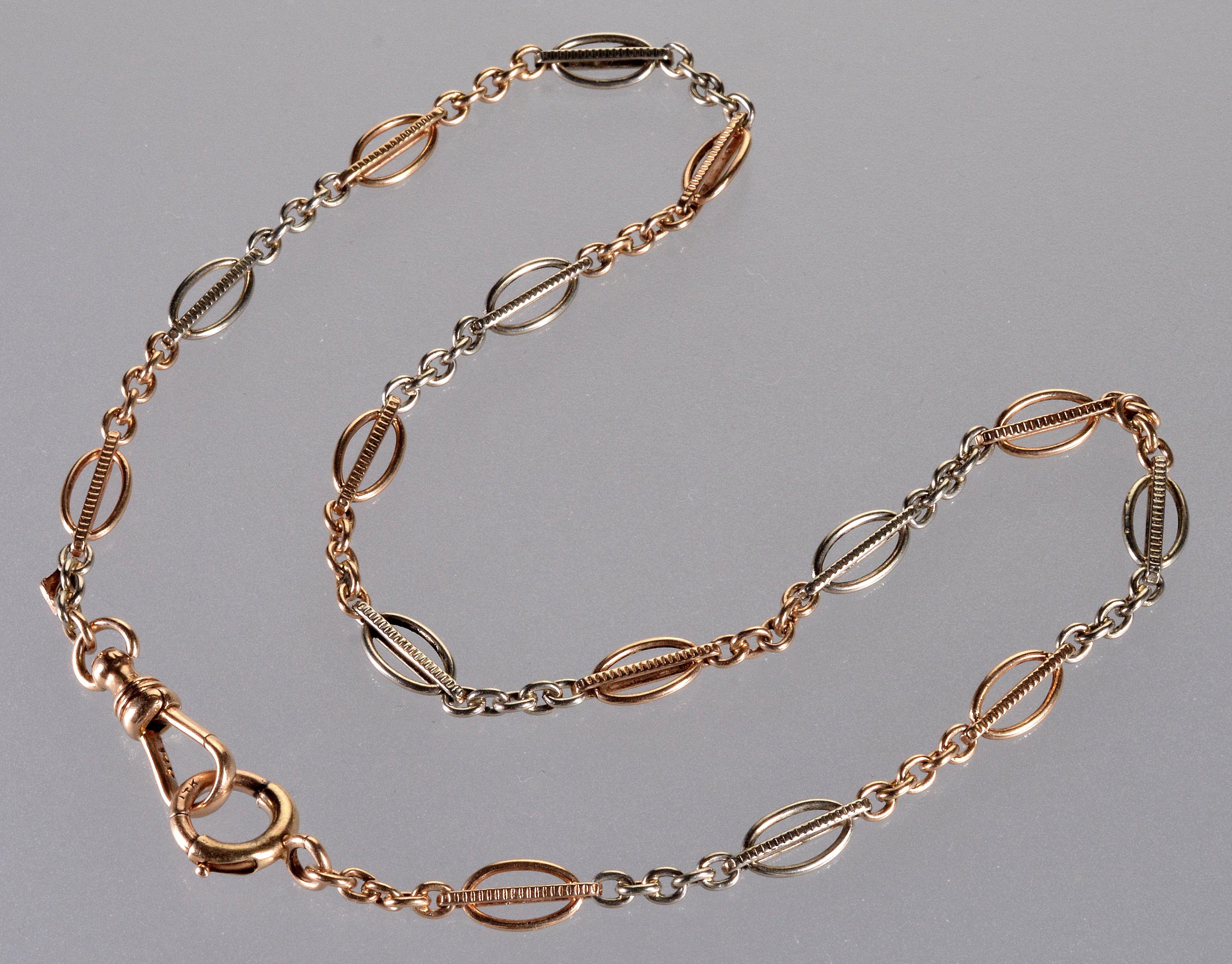 アクセサリー US 1920's 14K gold chain necklace Antique 1920s Art Deco 14k Yellow Gold 1mm Cable Chain 14 7