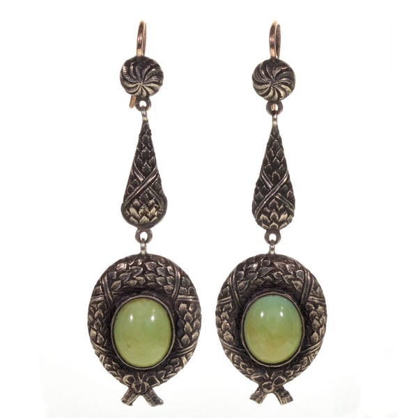 Antique Victorian Sterling Turquoise Earrings 12K Gold hooks C.1900