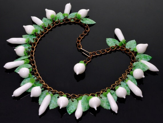 Antique French Poured Glass Chain Necklace C.1920 - image 1