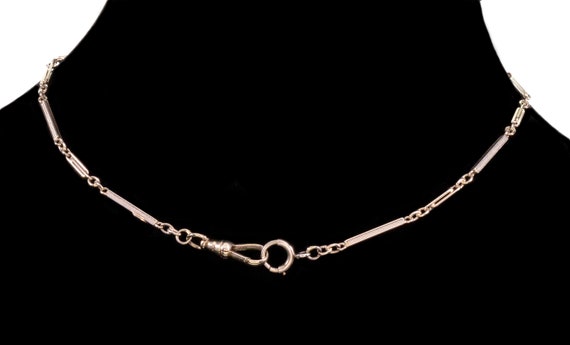 Antique Art Deco 14K White Gold Watch Chain Neckl… - image 4