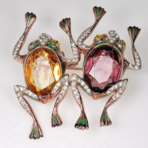 Coro Sterling Frog Duette Brooch Fur Clip C.1940