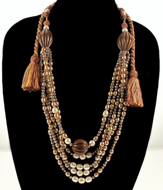 Designer Cultured Pearl Tassel Necklace From Saks… - image 2