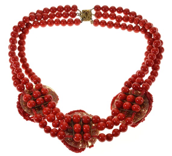 Miriam Haskell by Frank Hess Lipstick Red Glass N… - image 4