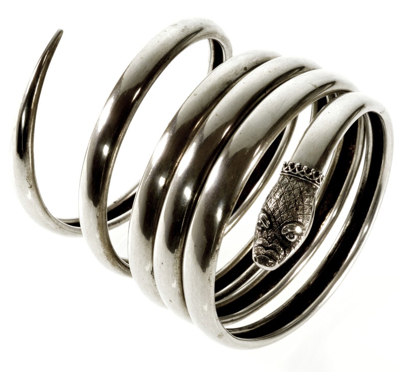 Antique Victorian Sterling Coiled Snake Bracelet C.1880 Etsy