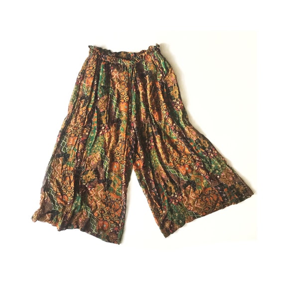 Vintage culottes - wide leg trousers - abstract p… - image 2