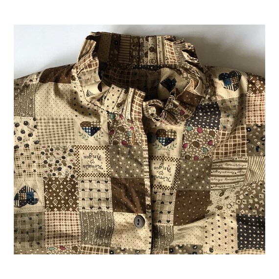 Vintage patchwork blouse - button down blouse - b… - image 1