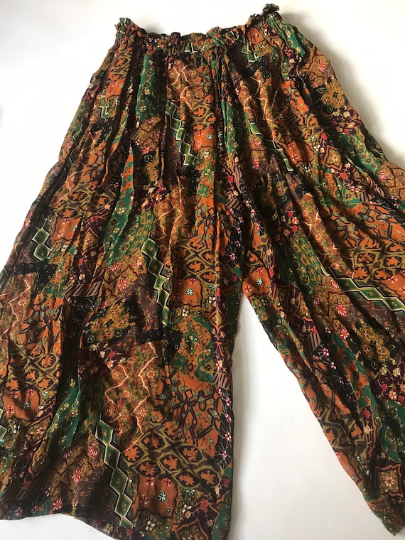 Vintage culottes - wide leg trousers - abstract p… - image 1