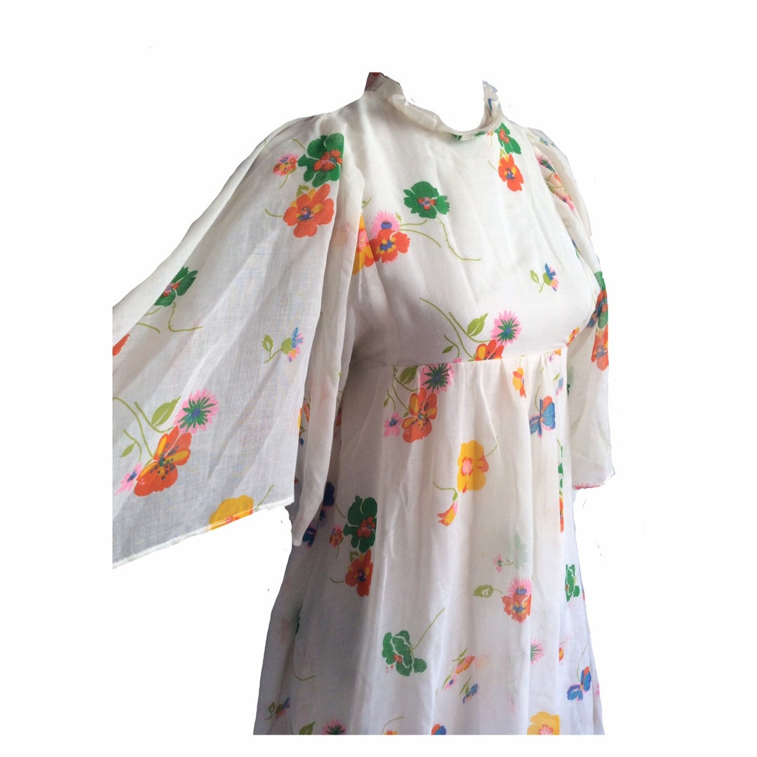Angel Wing Dress 70s Dress Boho Maxi Dress Floral Dress Hippie Chic ...