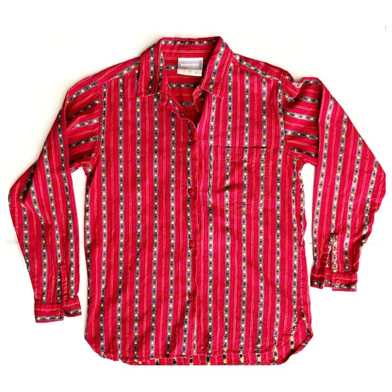 Vintage Dorothy Perkins blouse - red stripy shirt… - image 1