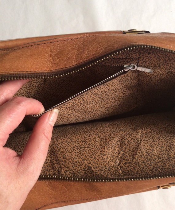 Vintage leather bag - 70s handbag - brown leather… - image 7
