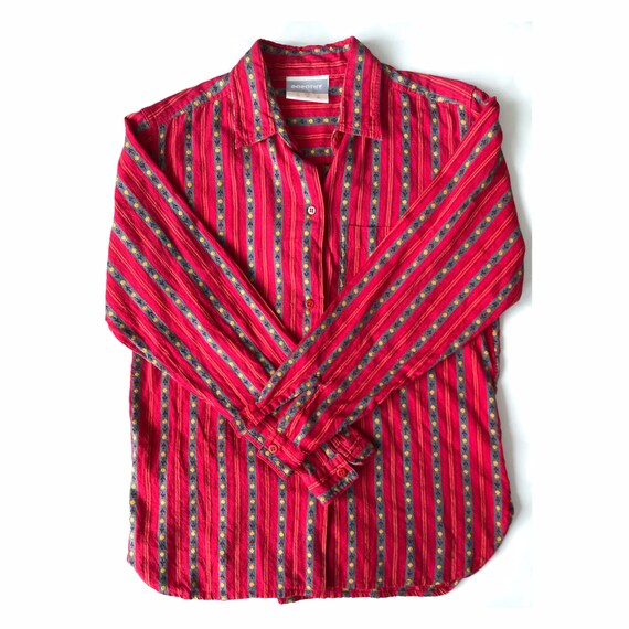 Vintage Dorothy Perkins blouse - red stripy shirt… - image 10