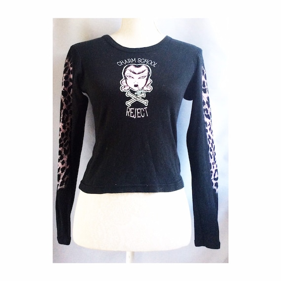 Charm school reject t shirt - leopard print top -… - image 2